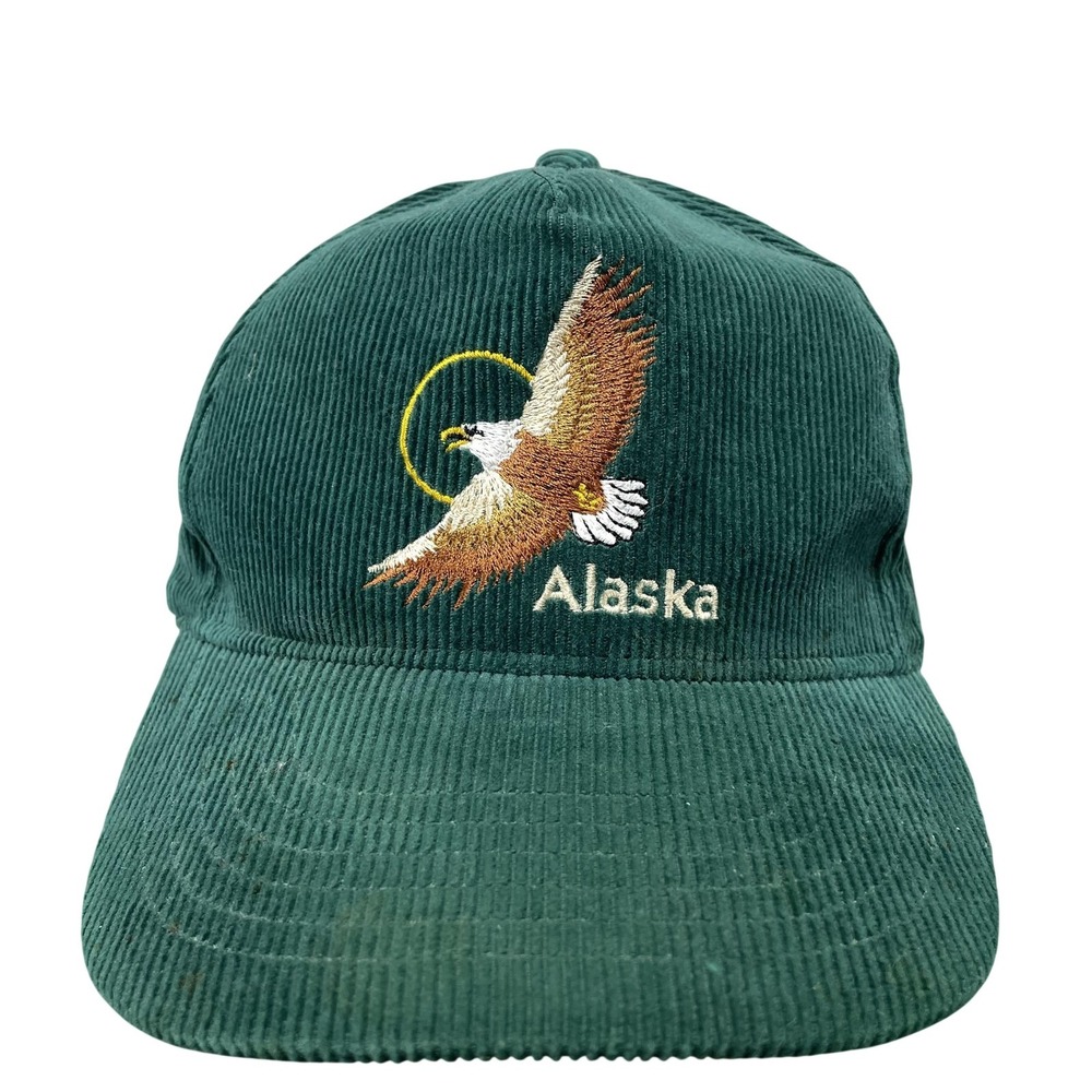 Vintage Arctic Circle Hat Cap Snap Back One Size Mens Alaska Eagle Corduroy